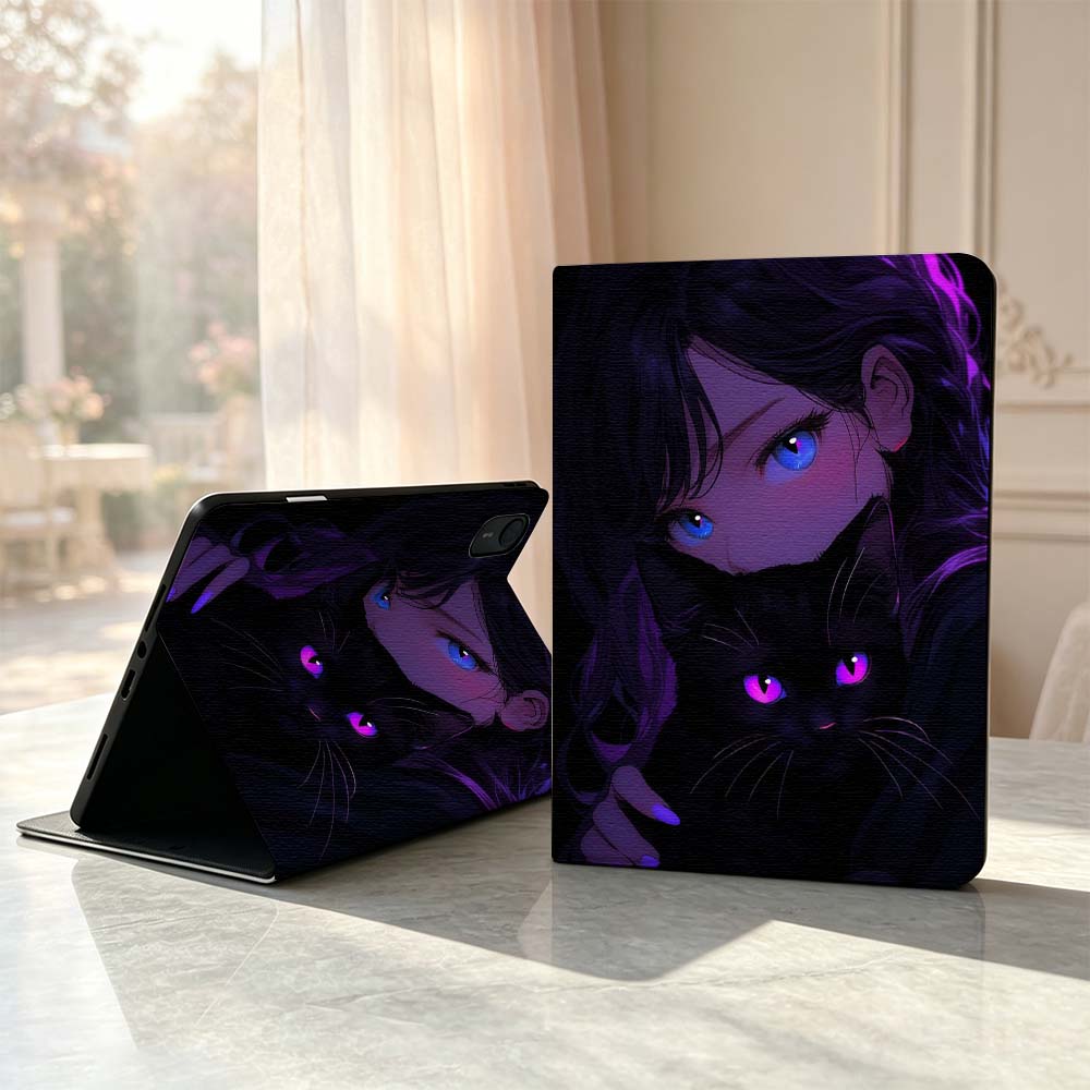 Lenovo Tablet Plus Accessories - Cartoon kattenmeisjesogen zachte hoes voor Lenovo